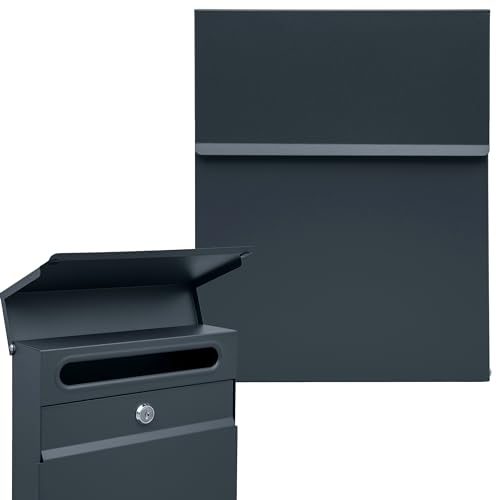 Briefkasten, Sicherheitsbox MTEC Slim | Feuerverzinkter Stahl | Anthrazit-Farbe | Wetterbeständig | Montagesatz inklusive | Wandbriefkasten von MTEC