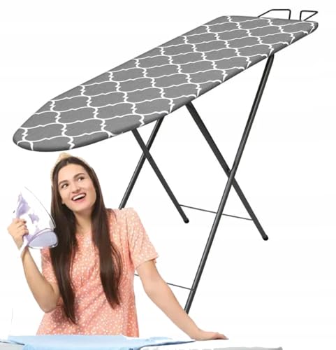 Kompaktes Bügelbrett mit Bügeleisenhalter 100 x 30 cm – Ideal für kleine Räume | Robustes, ergonomisches Design | Perfekt für Dampfbügelstationen & Leifheit Bügelbrettbezug (Dunkel) von MTEC