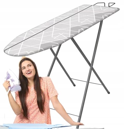 Kompaktes Bügelbrett mit Bügeleisenhalter 100 x 30 cm – Ideal für kleine Räume | Robustes, ergonomisches Design | Perfekt für Dampfbügelstationen & Leifheit Bügelbrettbezug (Hell) von MTEC