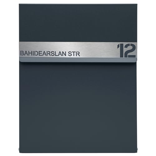 Personalisierte MTEC Slim Briefkasten | Lasergraviert | Feuerverzinkter Stahl | Mit Ihrer Adresse und Hausnummer (Model 3) von MTEC