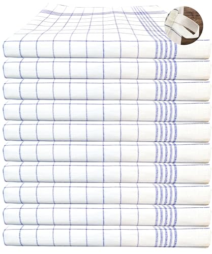 MTEXT Geschirrtücher Halbleinen, 50% Baumwolle 50% leinen, 50x70 cm, 10er Set (Blau) von MTEXT