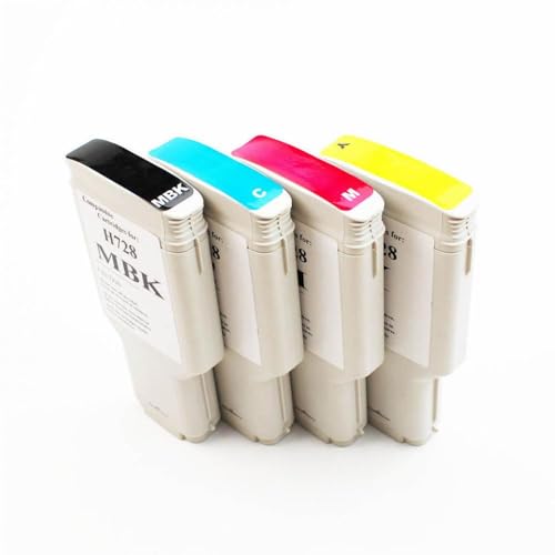 MTGUIWF 4 kompatible Farben Kompatibel mit 728 Tintenpatrone mit Chip Kompatibel mit DesignJet T730 T830 Tintenstrahldrucker, 300 ml pro Einheit(C M Y MBK) von MTGUIWF