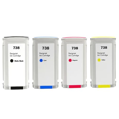 MTGUIWF Kompatible Farbtintenpatrone Kompatibel mit DesignJet T950 T850 Drucker, kompatibel mit 738 738XL 676M6A 676M7A 676M8A 498N8A(130ML-MKCMY-1SET) von MTGUIWF