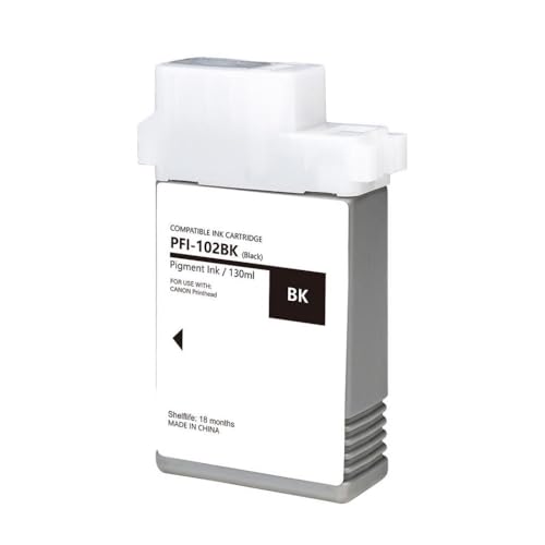 MTGUIWF Kompatible Pigmenttintenpatrone PFI-102 PFI102 Kompatibel mit IPF500 IPF510 IPF600 IPF605 IPF610 IPF700 mit Tinte und Chip(BK) von MTGUIWF