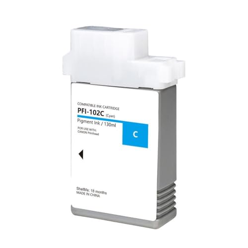 MTGUIWF Kompatible Pigmenttintenpatrone PFI-102 PFI102 Kompatibel mit IPF500 IPF510 IPF600 IPF605 IPF610 IPF700 mit Tinte und Chip(C) von MTGUIWF