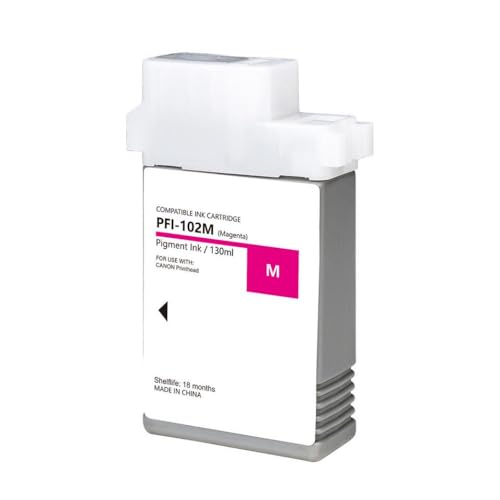 MTGUIWF Kompatible Pigmenttintenpatrone PFI-102 PFI102 Kompatibel mit IPF500 IPF510 IPF600 IPF605 IPF610 IPF700 mit Tinte und Chip(M) von MTGUIWF