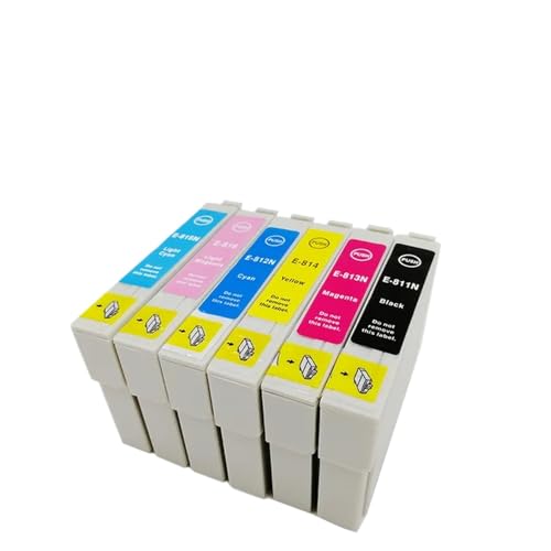 MTGUIWF Kompatible Tintenpatrone T0811 81N Kompatibel mit T50 R290 R295 R390 RX590 RX610 RX615 RX690 1410 TX650 TX659 700 W 710 W Drucker(1SET(6PCS)) von MTGUIWF