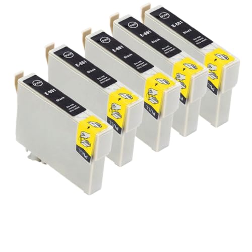 MTGUIWF Kompatibles Tintenpatronenset Kompatibel mit T0881 T0882 T0883 T0884 Kompatibel mit Modelle der NX-Serie(5PCS Black) von MTGUIWF