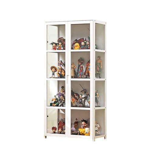 MTHGH Display Cabinet Glass Doors，Glas vitrine ，4-Acryl Layer Glass Display Case for Living Room, Bedroom, Office, sammlervitrine,white-62x33x130cm von MTHGH