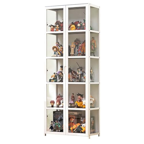 MTHGH Display Cabinet Glass Doors，Glas vitrine ，4-Acryl Layer Glass Display Case for Living Room, Bedroom, Office, sammlervitrine,white-62x33x161cm von MTHGH