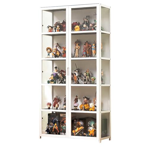 MTHGH Display Cabinet Glass Doors，Glas vitrine ，4-Acryl Layer Glass Display Case for Living Room, Bedroom, Office, sammlervitrine,white-82x33x161cm von MTHGH
