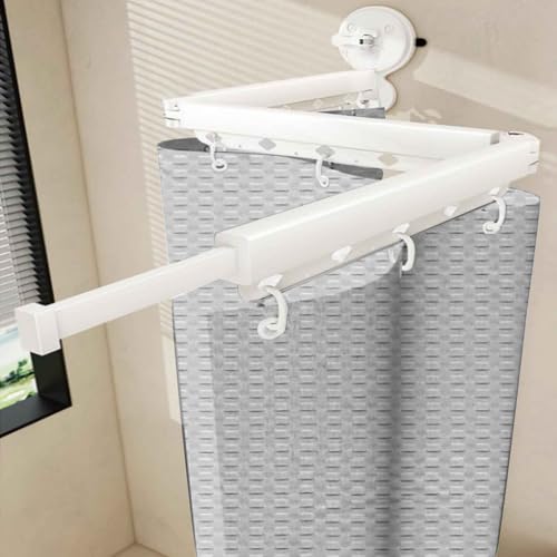 MTHGH Faltbarer Duschvorhang,Mit klappbarer Stange,Duschvorhang Leinen Textil Ohne Bohren, Wasserdicht/Waschbar für Eckdusche, Shower Curtains(A,W120*H180cm) von MTHGH