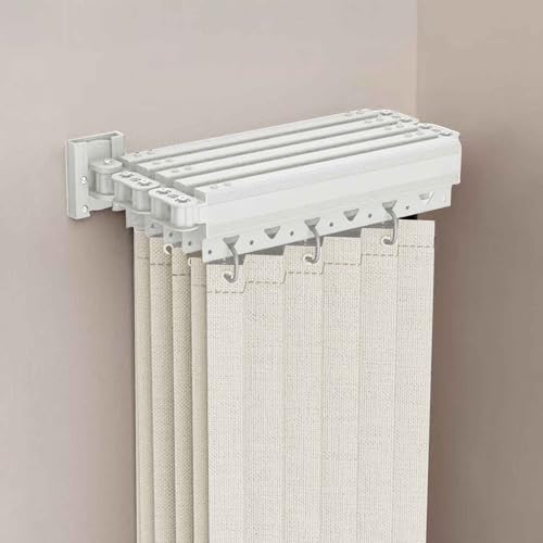 MTHGH Faltbarer Duschvorhang,Mit klappbarer Stange,Duschvorhang Leinen Textil Ohne Bohren, Wasserdicht/Waschbar für Eckdusche, Shower Curtains(B,Curtain/W150*H200) von MTHGH