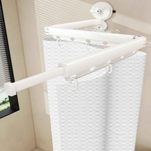 MTHGH Faltbarer Duschvorhang,Mit klappbarer Stange,Duschvorhang Leinen Textil Ohne Bohren, Wasserdicht/Waschbar für Eckdusche, Shower Curtains(B,W80*H180cm) von MTHGH