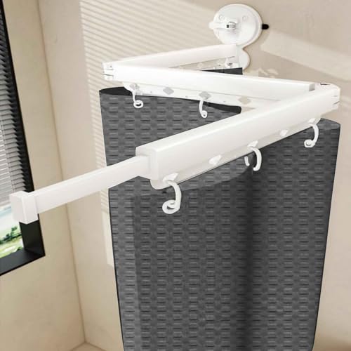 MTHGH Faltbarer Duschvorhang,Mit klappbarer Stange,Duschvorhang Leinen Textil Ohne Bohren, Wasserdicht/Waschbar für Eckdusche, Shower Curtains(C,W150*H180cm) von MTHGH
