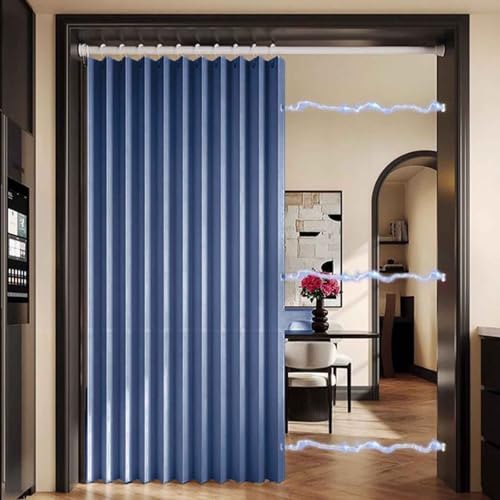 MTHGH Falttürvorhang,Mit Teleskopstange,Magnetischer Türvorhang mit Verdunkelung, Faltbarer Raumteiler für Bad/Schlafzimmer/Wohnzimmer, Akkordeon-Design(*1,W 240*H 240cm) von MTHGH