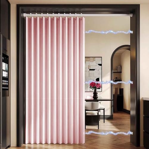 MTHGH Falttürvorhang,Mit Teleskopstange,Magnetischer Türvorhang mit Verdunkelung, Faltbarer Raumteiler für Bad/Schlafzimmer/Wohnzimmer, Akkordeon-Design(*2,W 240*H 220cm) von MTHGH