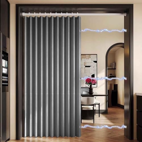 MTHGH Falttürvorhang,Mit Teleskopstange,Magnetischer Türvorhang mit Verdunkelung, Faltbarer Raumteiler für Bad/Schlafzimmer/Wohnzimmer, Akkordeon-Design(*4,W 300*H 200cm) von MTHGH