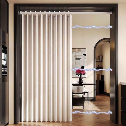 MTHGH Falttürvorhang,Mit Teleskopstange,Magnetischer Türvorhang mit Verdunkelung, Faltbarer Raumteiler für Bad/Schlafzimmer/Wohnzimmer, Akkordeon-Design(*5,W 300*H 200cm) von MTHGH