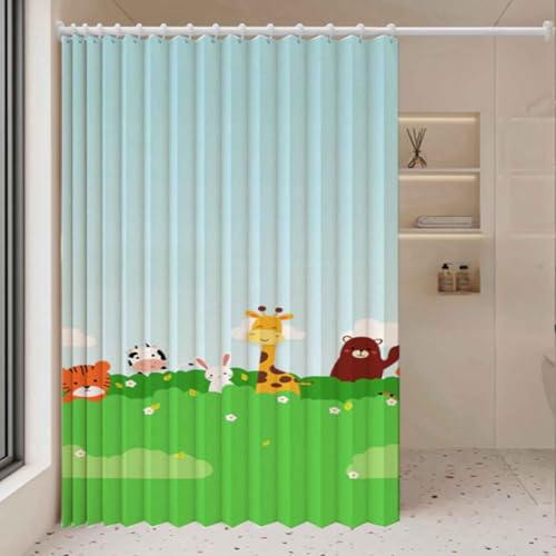 MTHGH Falttürvorhang,Mit Teleskopstange,Magnetischer Türvorhang mit Verdunkelung, Faltbarer Raumteiler für Bad/Schlafzimmer/Wohnzimmer, Akkordeon-Design(03,W120*H200cm) von MTHGH