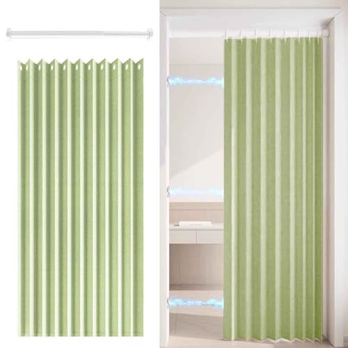 MTHGH Falttürvorhang,Mit Teleskopstange,Magnetischer Türvorhang mit Verdunkelung, Faltbarer Raumteiler für Bad/Schlafzimmer/Wohnzimmer, Akkordeon-Design(07,W 200*H 180cm) von MTHGH