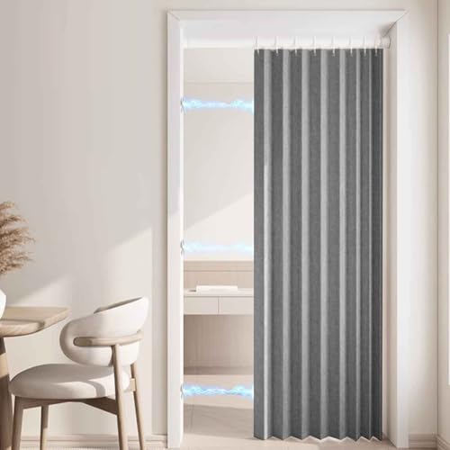 MTHGH Falttürvorhang,Mit Teleskopstange,Magnetischer Türvorhang mit Verdunkelung, Faltbarer Raumteiler für Bad/Schlafzimmer/Wohnzimmer, Akkordeon-Design(B,220W*200H) von MTHGH