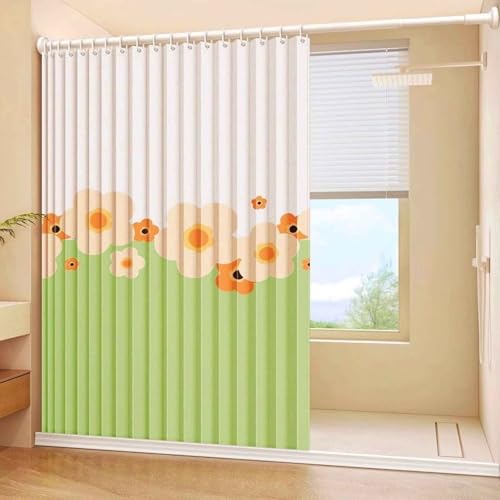 MTHGH Falttürvorhang,Mit Teleskopstange,Magnetischer Türvorhang mit Verdunkelung, Faltbarer Raumteiler für Bad/Schlafzimmer/Wohnzimmer, Akkordeon-Design(Type C,W100*H200) von MTHGH