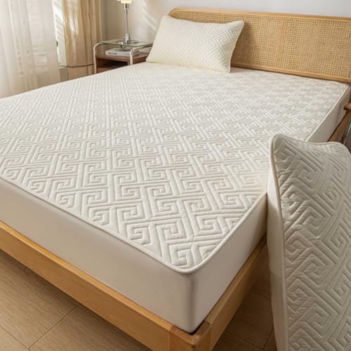 MTHGH Matratzenbezug Spannbettlaken Matratzenauflage Tagesdecke Wasserdichtes Matratzenschoner BettwäSche Matratzen Topper Weich Und Atmungsaktiv Bettlaken(#12,180x200cm+30cm) von MTHGH
