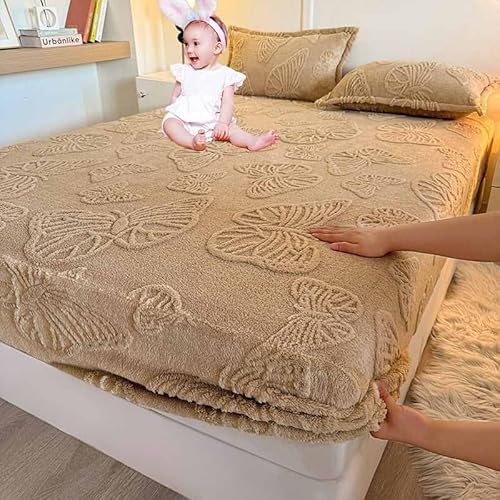 MTHGH Matratzenschoner Plüsch Spannbettlaken Mattress Protector Matratzenschutzbezüge Spannbetttücher Matratze Tagesdecke Matratzenauflage Matratzenbezug Fleece(5,200 * 220cm) von MTHGH