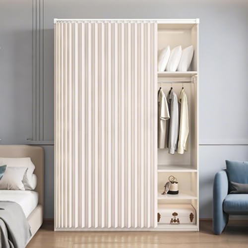 MTHGH Schrankvorhang Schrank Vorhang Zum Schieben Staubdichter Vorhang Für Regale Vorhang Küchenschrank Vorhang Für Schiene Tür Vorhang Deko Schrankvorhänge(#1,W180xH200cm) von MTHGH