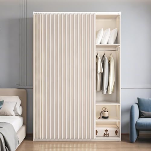 MTHGH Schrankvorhang Schrank Vorhang Zum Schieben Staubdichter Vorhang Für Regale Vorhang Küchenschrank Vorhang Für Schiene Tür Vorhang Deko Schrankvorhänge(#4,W120xH220cm) von MTHGH