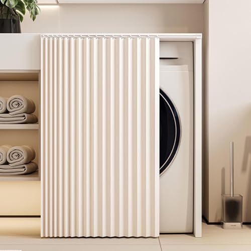 MTHGH Schrankvorhang Vorhang Küchenschrank Schrank Vorhang Zum Schieben Staubdichter Vorhang Für Regale Mit Gleitschienen Verdunklungsvorhänge Regal Vorhang(#2,W80cmxH100cm) von MTHGH