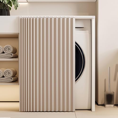 MTHGH Schrankvorhang Vorhang Küchenschrank Schrank Vorhang Zum Schieben Staubdichter Vorhang Für Regale Mit Gleitschienen Verdunklungsvorhänge Regal Vorhang(#3,W80cmxH100cm) von MTHGH