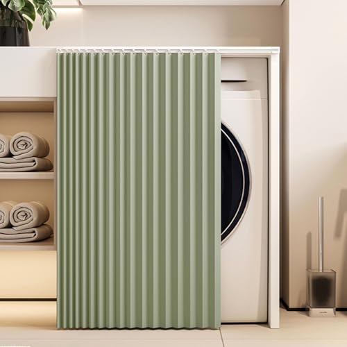 MTHGH Schrankvorhang Vorhang Küchenschrank Schrank Vorhang Zum Schieben Staubdichter Vorhang Für Regale Mit Gleitschienen Verdunklungsvorhänge Regal Vorhang(#5,W100cmxH130cm) von MTHGH