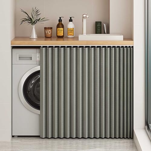 MTHGH Schrankvorhang Zum Schieben Vorhang Für Offenes Regal Staubdichter Schrank Vorhang Selbstklebend Vorhang Küchenschrank Vorhang Mit Schiene Schrankvorhänge (#1,70cmH/100cmW) von MTHGH