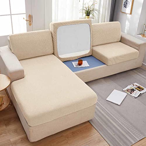 MTHGH Sofa Sitzkissenbezug,Stretch 4/3/2/1 Sitzer/L Form Samt Sofabezug Elastische Couch Kissenbezüge Husse Überzug Bezug Für Sofa Sitzkissen,E-(increase135-165cm) 3-Seater von MTHGH