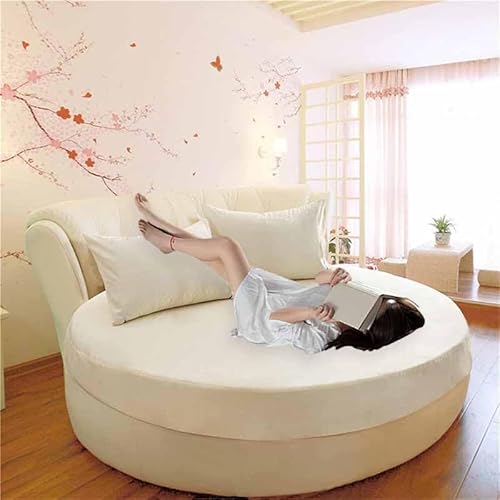 MTHGH Spannbettlaken Rund Matratzenschoner Matratzenauflage Runder Matratzen Topper Spannbettlaken Boxspringbett Atmungsaktiv Mattress Protector(14,Diameter180cm) von MTHGH