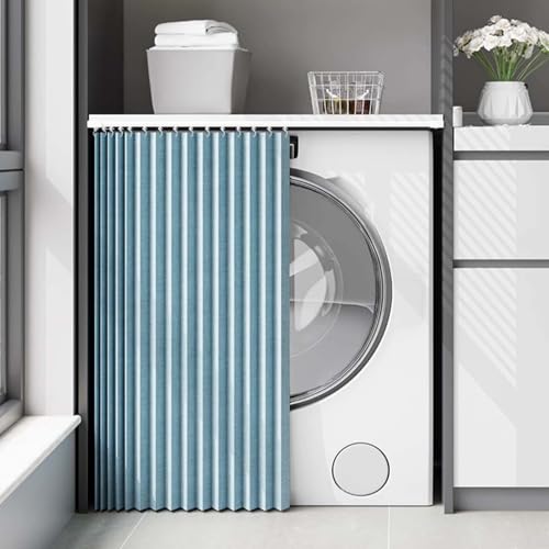 MTHGH Vorhang Küchenschrank Schrankvorhang Zum Schieben Schrank Vorhang Mit Schiene Vorhang Für Regal Selbstklebend Faltbarer Unsichtbarer Verdunklungsvorhänge(#4,W90xH90cm) von MTHGH