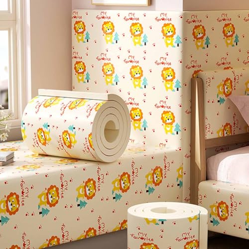 MTHGH Wandpaneele Gepolstert 200cm Wandschutz Kinderzimmer Bett Wandkissen Selbstklebend Wandpolster Bett Antikollision Polsterpaneel Wand Kantenschutz Wall Panels(#11,20x200cm/1 roll) von MTHGH
