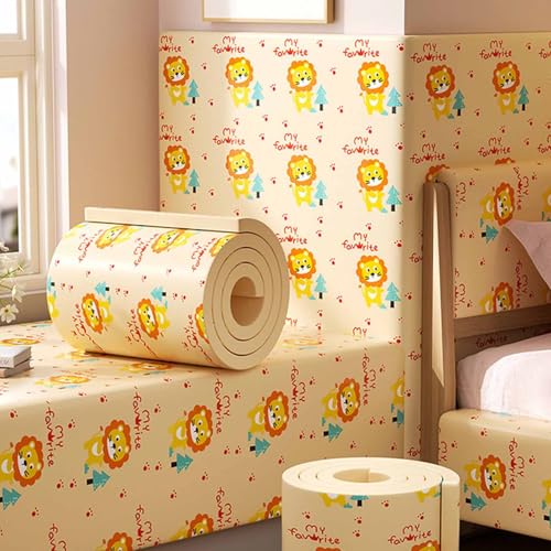 MTHGH Wandpaneele Gepolstert 200cm Wandschutz Kinderzimmer Bett Wandkissen Selbstklebend Wandpolster Bett Antikollision Polsterpaneel Wand Kantenschutz Wall Panels(#12,20x200cm/4 Rolls) von MTHGH