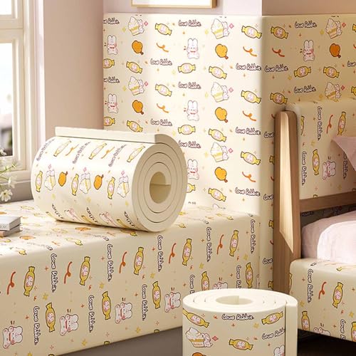 MTHGH Wandpaneele Gepolstert 200cm Wandschutz Kinderzimmer Bett Wandkissen Selbstklebend Wandpolster Bett Antikollision Polsterpaneel Wand Kantenschutz Wall Panels(#15,20x200cm/4 Rolls) von MTHGH