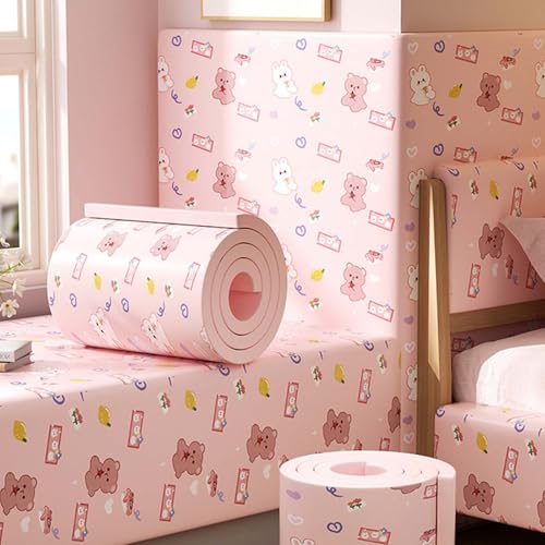MTHGH Wandpaneele Gepolstert 200cm Wandschutz Kinderzimmer Bett Wandkissen Selbstklebend Wandpolster Bett Antikollision Polsterpaneel Wand Kantenschutz Wall Panels(#17,20x200cm/1 roll) von MTHGH