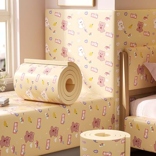 MTHGH Wandpaneele Gepolstert 200cm Wandschutz Kinderzimmer Bett Wandkissen Selbstklebend Wandpolster Bett Antikollision Polsterpaneel Wand Kantenschutz Wall Panels(#20,20x200cm/2 Rolls) von MTHGH