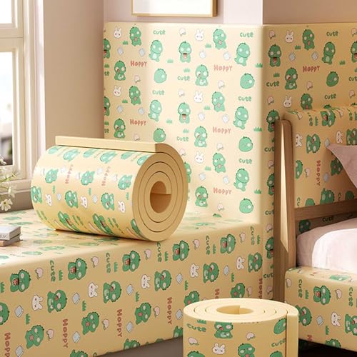 MTHGH Wandpaneele Gepolstert 200cm Wandschutz Kinderzimmer Bett Wandkissen Selbstklebend Wandpolster Bett Antikollision Polsterpaneel Wand Kantenschutz Wall Panels(#8,20x200cm/3 Rolls) von MTHGH