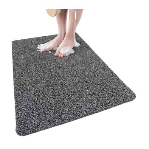 Badematte rutschfest 1Pc Badezimmer Anti-Rutsch-Matte Wasserdicht Dusche Matte Weiche Massage Hause Bad Küche PVC Waschbar Schnell Trocknend Boden Teppich(Dark Gray,40x60cm) von MTKSFDC