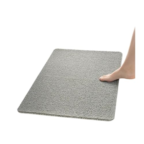 Badematte rutschfest 1Pc Badezimmer Anti-Rutsch-Matte Wasserdicht Dusche Matte Weiche Massage Hause Bad Küche PVC Waschbar Schnell Trocknend Boden Teppich(Grey,60x90cm) von MTKSFDC