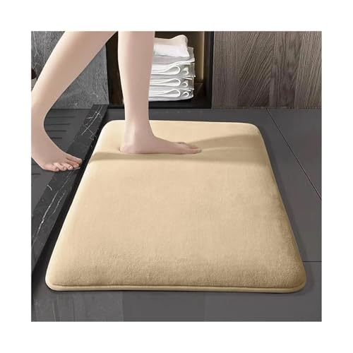 MTKSFDC Badematte rutschfest 50x80 cm/40x60 cm Festkörperbodenmatte Badezimmer Wohnzimmer Türstür Wasser-Absorption Nicht-Schlupfmatte Schlafzimmer Fußmatte Teppich(Beige,50x80cm) von MTKSFDC