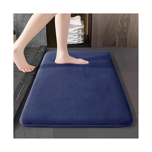 MTKSFDC Badematte rutschfest 50x80 cm/40x60 cm Festkörperbodenmatte Badezimmer Wohnzimmer Türstür Wasser-Absorption Nicht-Schlupfmatte Schlafzimmer Fußmatte Teppich(Blue,40x60cm) von MTKSFDC