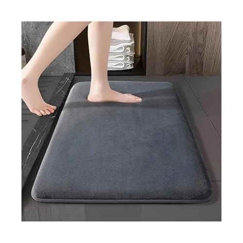 MTKSFDC Badematte rutschfest 50x80 cm/40x60 cm Festkörperbodenmatte Badezimmer Wohnzimmer Türstür Wasser-Absorption Nicht-Schlupfmatte Schlafzimmer Fußmatte Teppich(Grey,40x60cm) von MTKSFDC