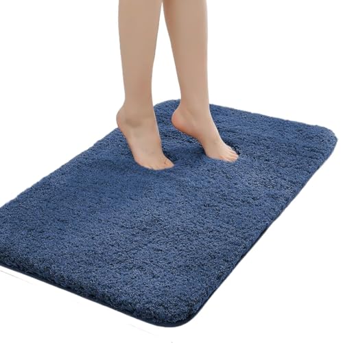 MTKSFDC Badematte rutschfest Anti-Schlupf-Badezimmerbodenmatte Wasser saugfähige Badematte Haus Dekoration(Blue,50cm x 80cm) von MTKSFDC